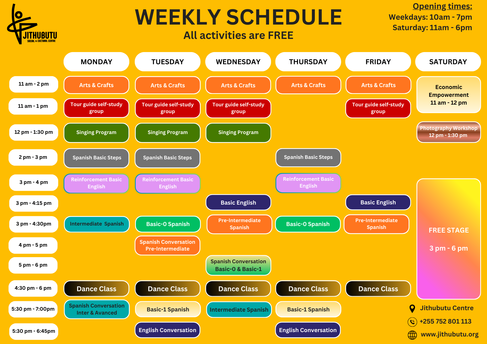 all activities schedule